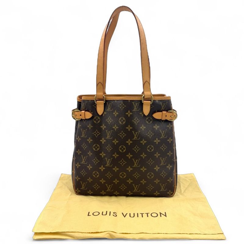 Louis Vuitton Batignolles Vertical Monogram Leather X PVC Brown Tote Bag M51153