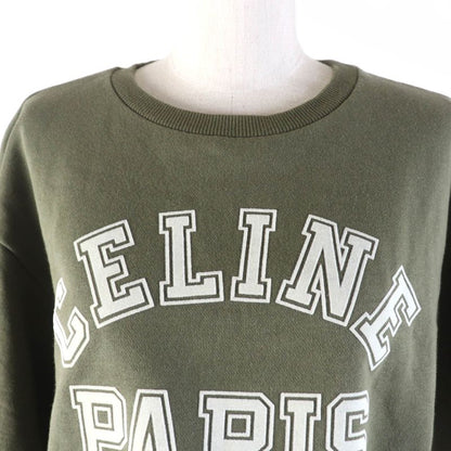 Celine 2y19a670q 100% Cotton Oversized Cropped T-shirt With Logo Sweatshirt