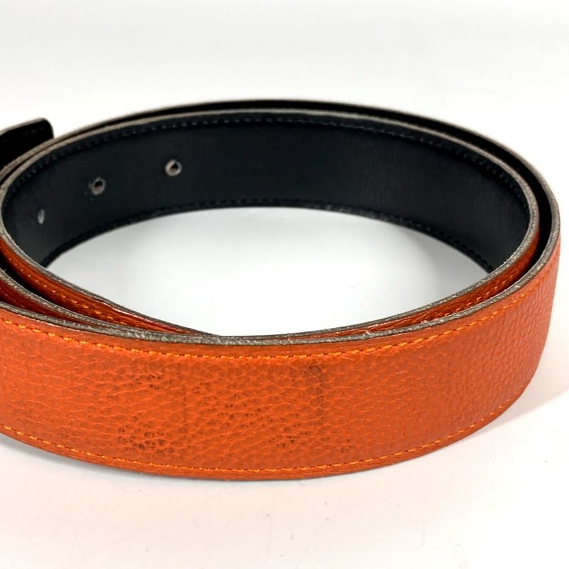 Hermes Belt Double H Logo Buckle Leather Orange