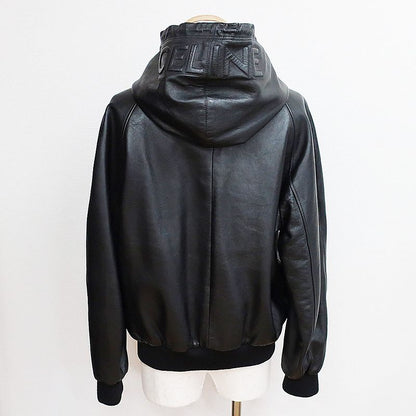 Celine Hooded Jacket Black Notation Size 44 Soft Lambskin Leather