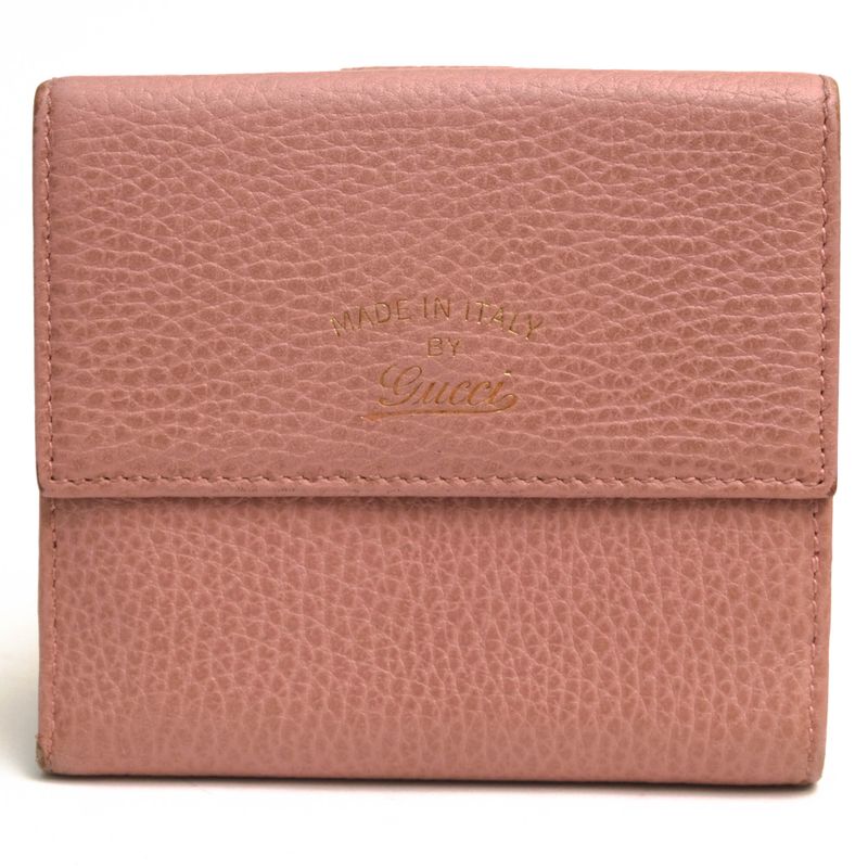 Gucci Wallet Ladies Women Leather Genuine Pink 806215924 Hook Bifold with