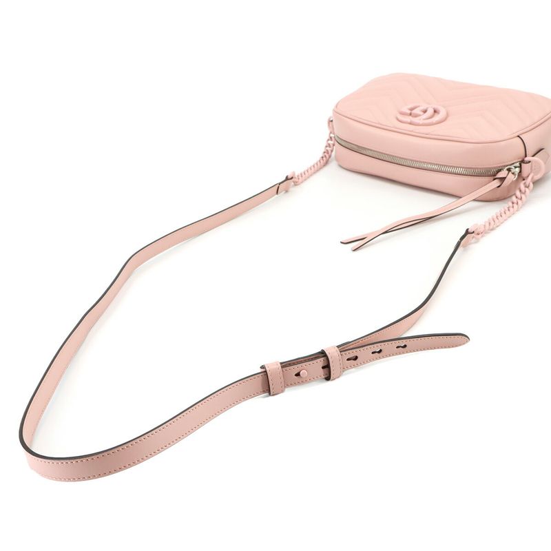 Gucci GG Marmont Quilted Small Chain Shoulder Bag Leather Pink 447632 90298102