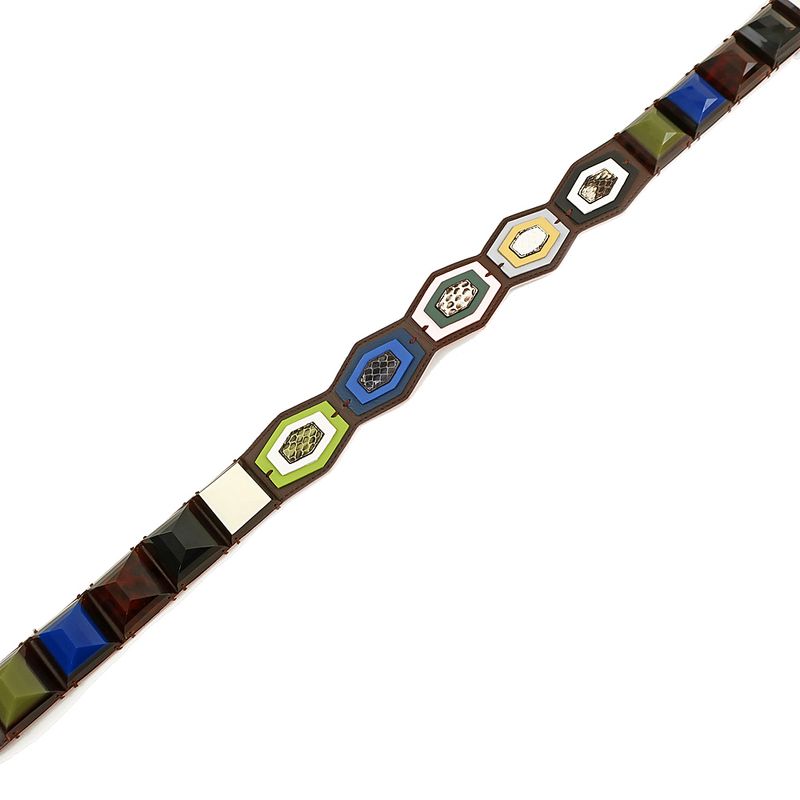 Fendi Strap Yu-croc Brown Blue-pink Multicolor-shoulder-strap