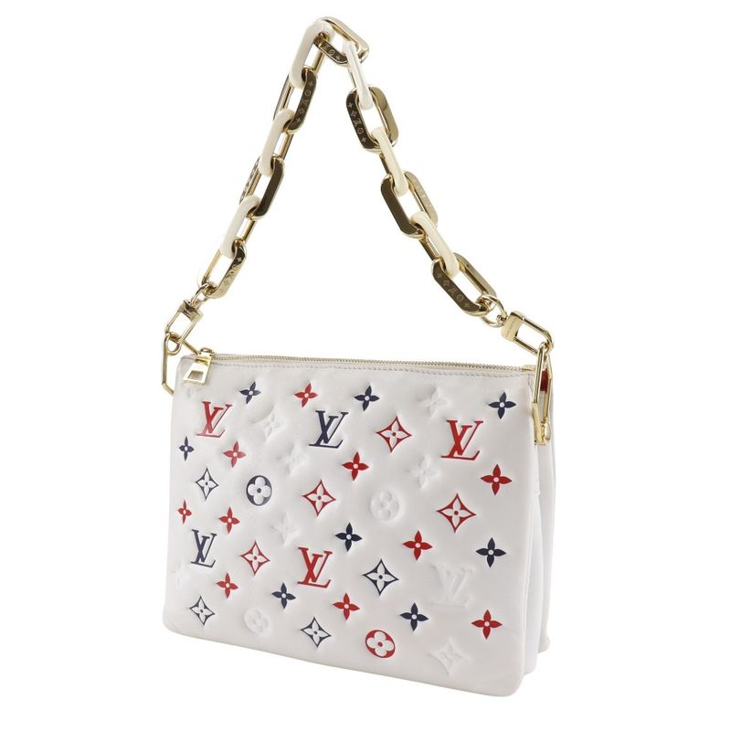 Louis Vuitton Coussin PM Monogram 2WAY Clutch M23466 Sheepskin White Ladies