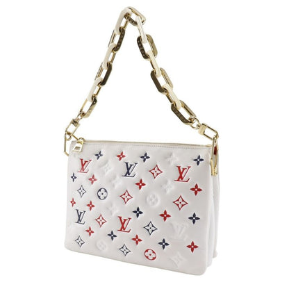 Louis Vuitton Coussin PM Monogram 2WAY Clutch M23466 Sheepskin White Ladies