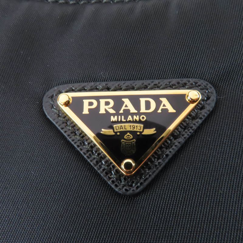Prada Re-edition 2005 Re-nylon Triangle Logo Mini Nylon Handbag Black Gold