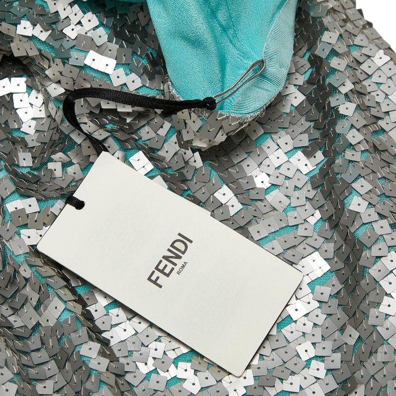 Fendi Sequined Skirt Size: 36 Light Blue Silver Silk Women's Fendi