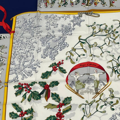 Hermes Carre 90 Neige D'antan Last Year's Snow Navy 100% Silk Scarf