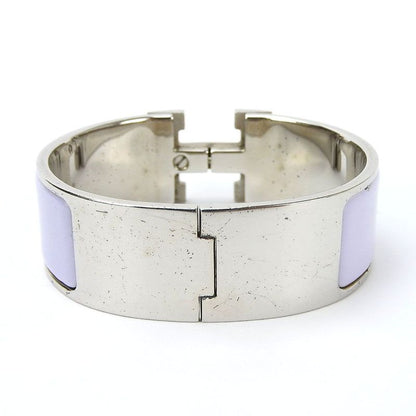 Hermes Bracelet Bangle Click Clack Click H Purple Silver Enameled Accessories