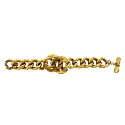 Chanel Vintage Coco Mark Chain Bracelet Bangle Accessory Gold 94P
