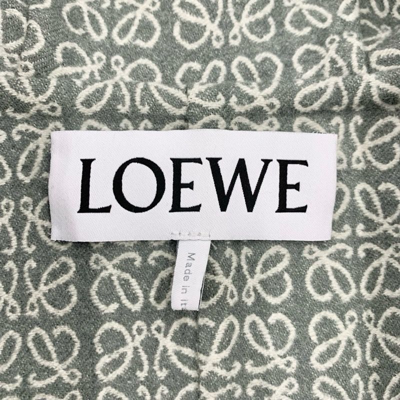 Loewe Outerwear Long Coat Wrap Anagram Logo Wool Khaki