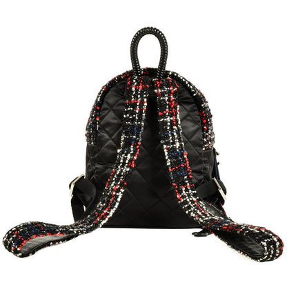 Chanel Backpack Tweed Nylon Black Silver Hardware Coco Mark 24th Astronaut Women