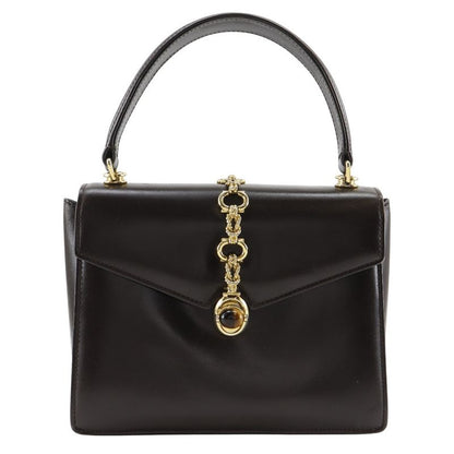 Gucci One Handle Old Gucci Leather Brown Women's Handbag