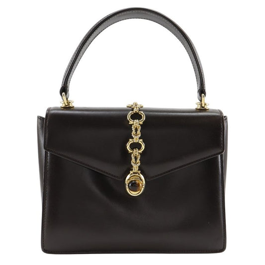 Gucci One Handle Old Gucci Leather Brown Women's Handbag
