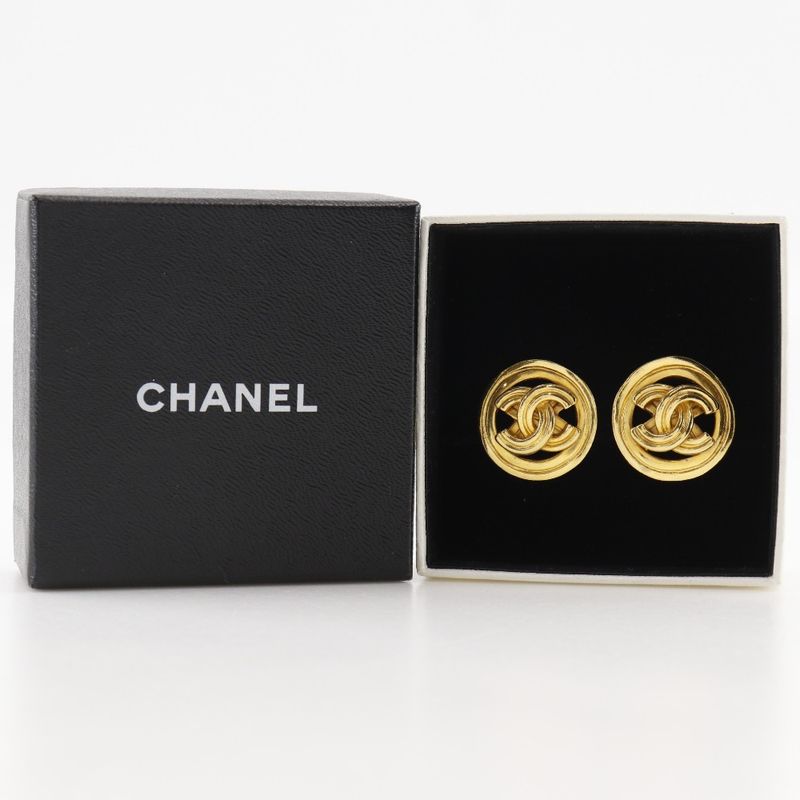 Chanel Coco Mark Vintage Gold Plated 96P Ladies 11.7g Earring