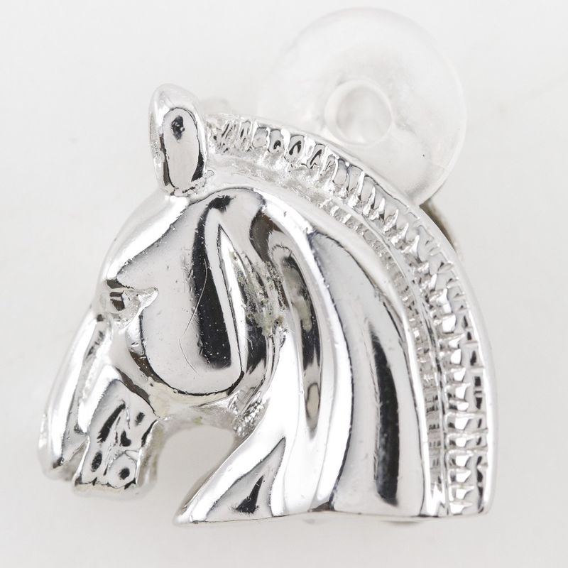 Hermes Cheval Horse Motif Metal Silver Ladies 10.5g Earrings
