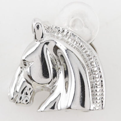 Hermes Cheval Horse Motif Metal Silver Ladies 10.5g Earrings