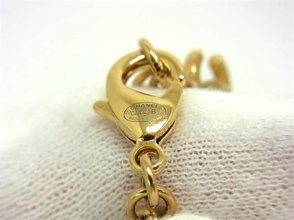 Chanel Coco Mark C23 B Rhinestone Necklace Pendant Accessory Women's Gold