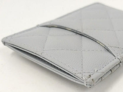 Chanel Card Case Coco Marc Caviar Skin Ice Blue Ap3835