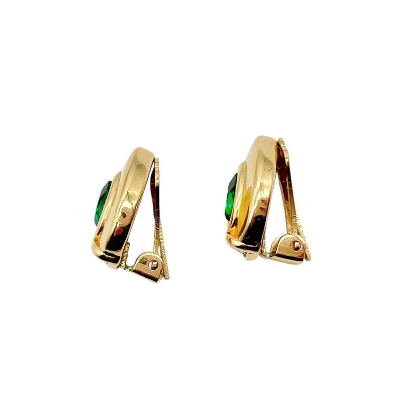 Christian DIOR Earring Vintage Rhinestone Green