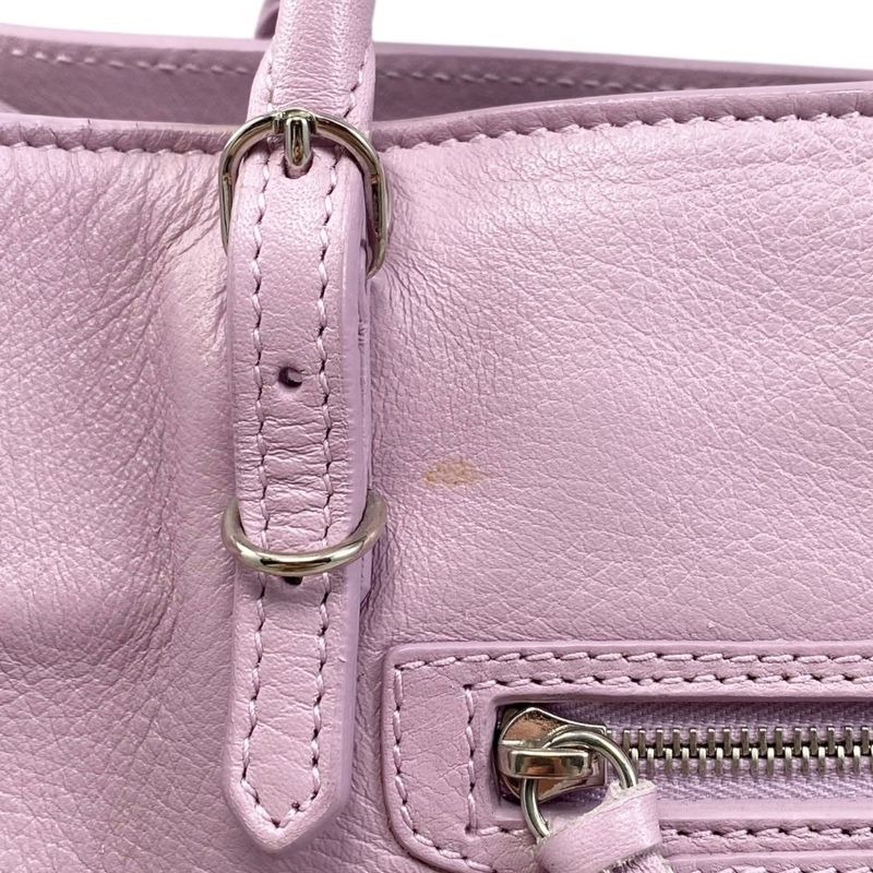 Balenciaga Handbag Shoulder Bag Paper A6 Zip Around 370926 Leather Pink Silver