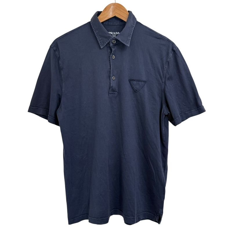 23aw Prada Used Cotton Pique Short Sleeve Polo Shirt Size M Navy Men's Used