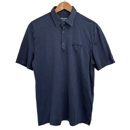 23aw Prada Used Cotton Pique Short Sleeve Polo Shirt Size M Navy Men's Used