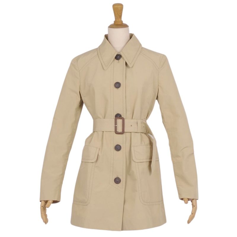 Prada Coat Belted Stainless Steel Collar Coat Balmacánco