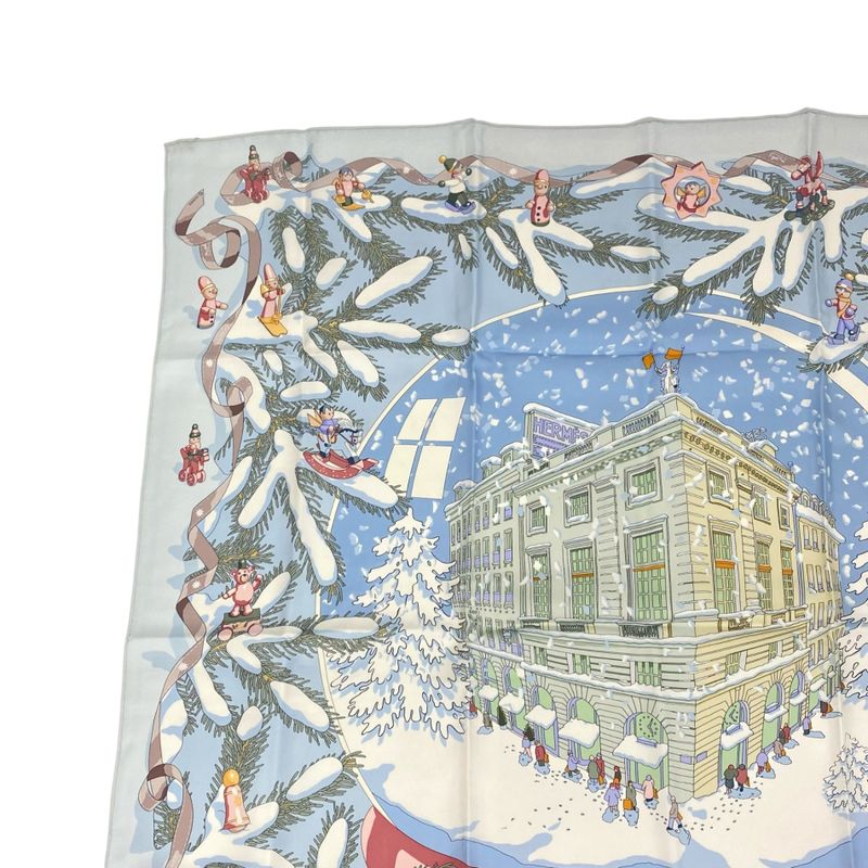 Hermes Carre 90 Noel Au 24 Faubourg Christmas At 24 Faubourg Silk Scarf