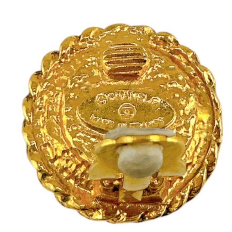 Chanel Vintage Faux Pearl Earrings Chanel Gold With Box