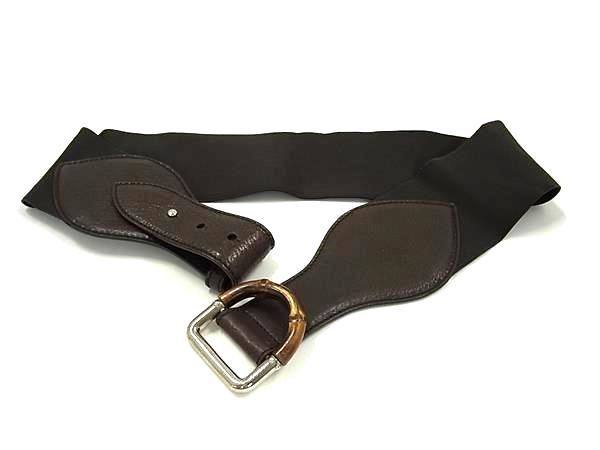Gucci 232841 Bamboo Canvas And Leather Belt Size Indicated 75/30 Ladies Brown