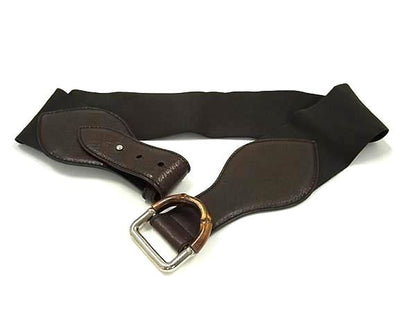 Gucci 232841 Bamboo Canvas And Leather Belt Size Indicated 75/30 Ladies Brown