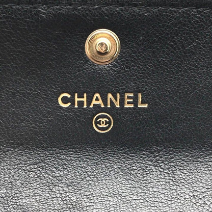 Chanel Logo Quilted Wallet Coin Case Black