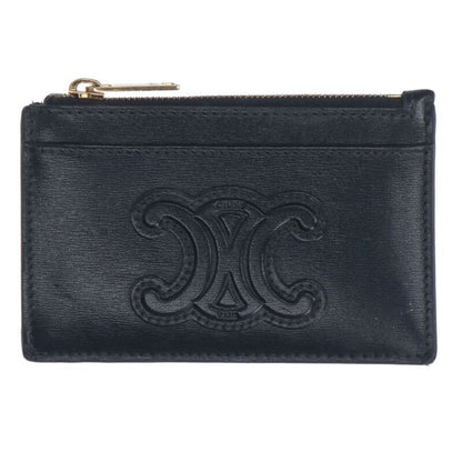 Celine Triomphe Leather Zip Card Case Men's