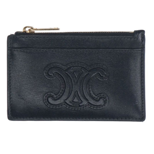 Celine Triomphe Leather Zip Card Case Men's