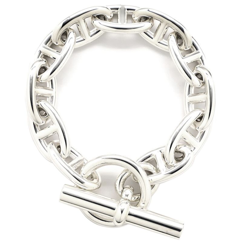Hermes Bracelet Chaine D'ancre GM Silver 925 Silver 11 Frames Star Ring Silver