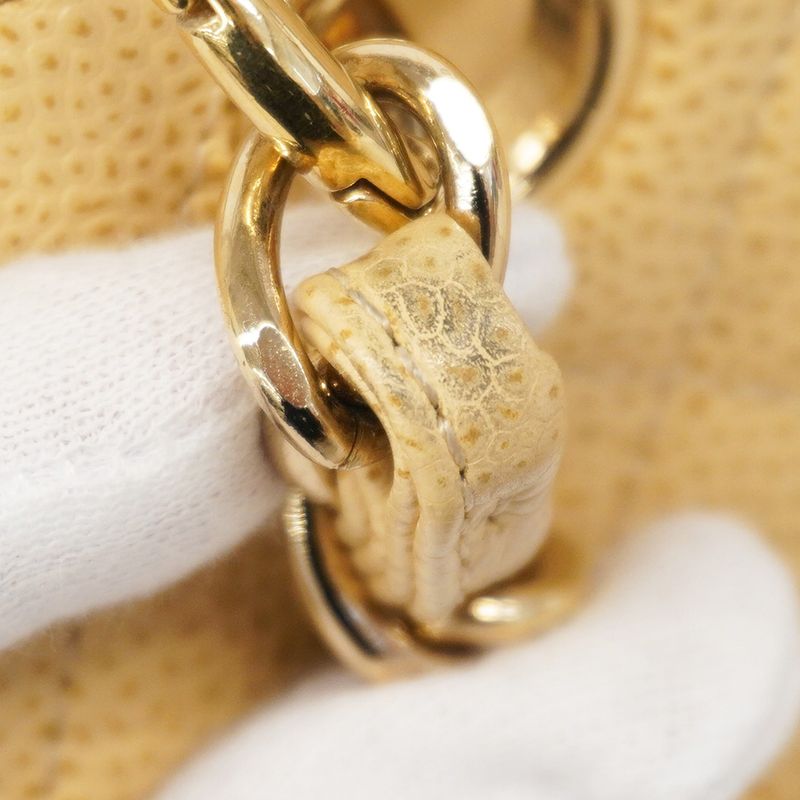 Chanel Shoulder Bag Matelasse Caviar Skin Beige Chien Pan Gold Hardware Women
