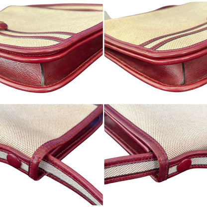 Hermes Shoulder Bag Toile Ashe Canvas Leather Beige