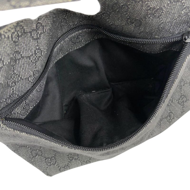 Gucci One Shoulder Bag GG Canvas 105649 Hobo Soho Black Gray