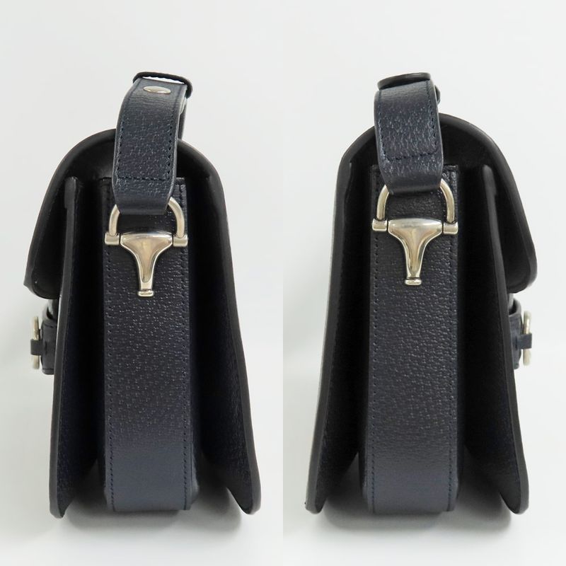 Gucci Horsebit 1955 Medium 602204 Shoulder Bag Navy - GG Supreme