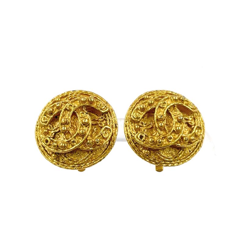 Chanel Round Coco Mark GP Gold Earrings