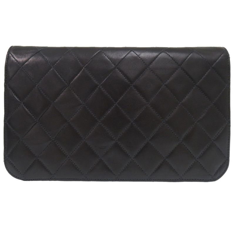 Chanel Matelasse Lambskin Black No 6 Gold Chain Shoulder Bag Lambskin Coco Mark