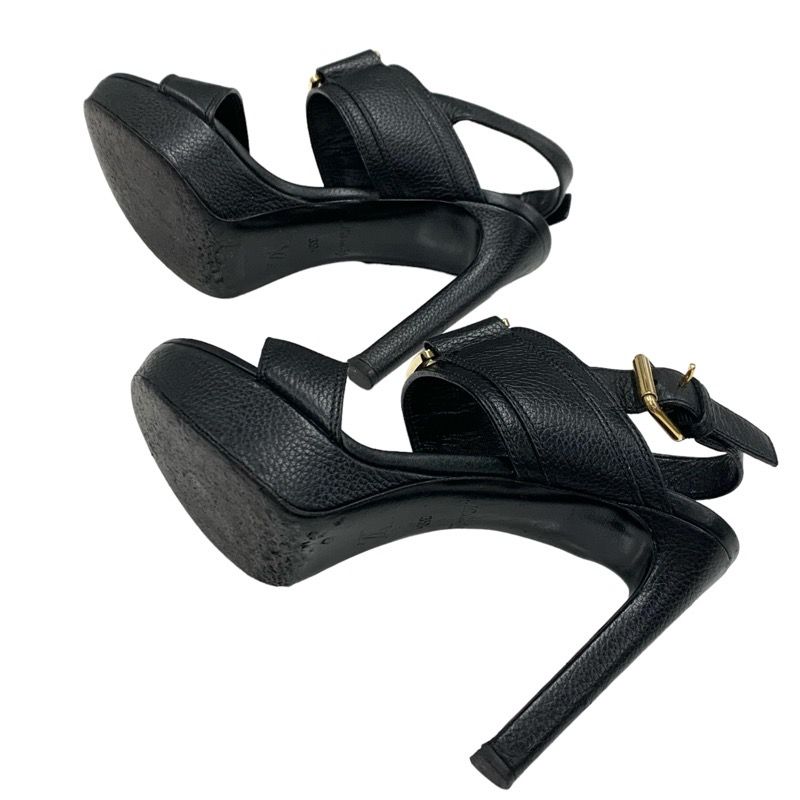 Louis Vuitton Horizon Line Sandals Shoes Leather Black Gold Lvhardware