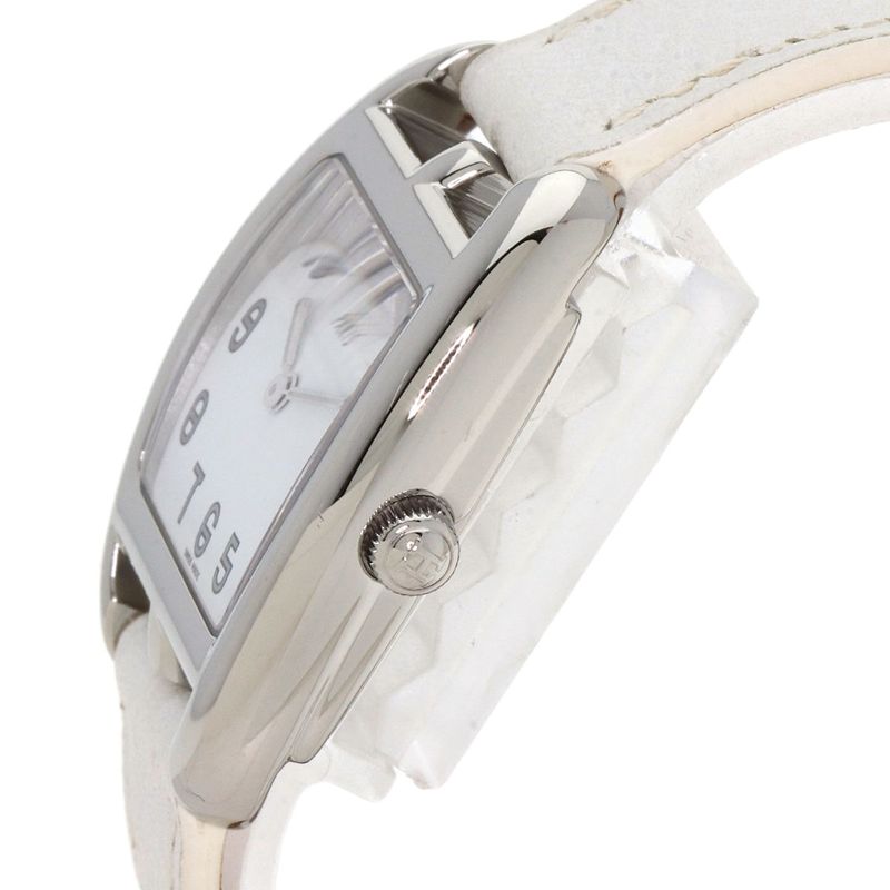 Hermes Ct1210 Cape Cod Tonneau Wristwatch SS Leather Ladies