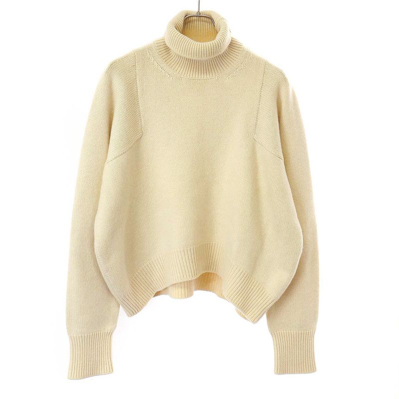 Celine by Phoebe Philo High Neck Cashmere Chunky Knit Sweater 2 3ds4 7720 Ivory