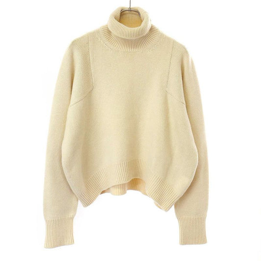 Celine by Phoebe Philo High Neck Cashmere Chunky Knit Sweater 2 3ds4 7720 Ivory