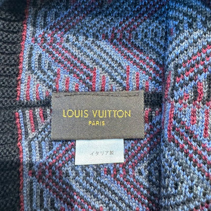 Louis Vuitton Geometric Pattern Knit Cap Men's Navy And Bordeaux -