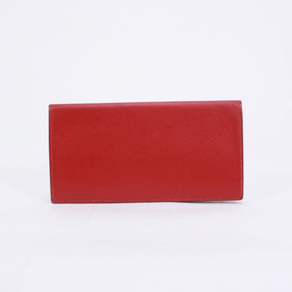 Hermes Courchevel Leather Red Long Wallet