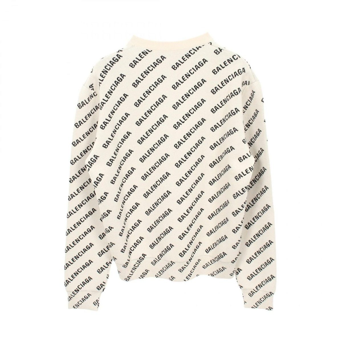 Balenciaga Knit Logo All Over Pattern Crew Neck Cotton Sweater — view 2