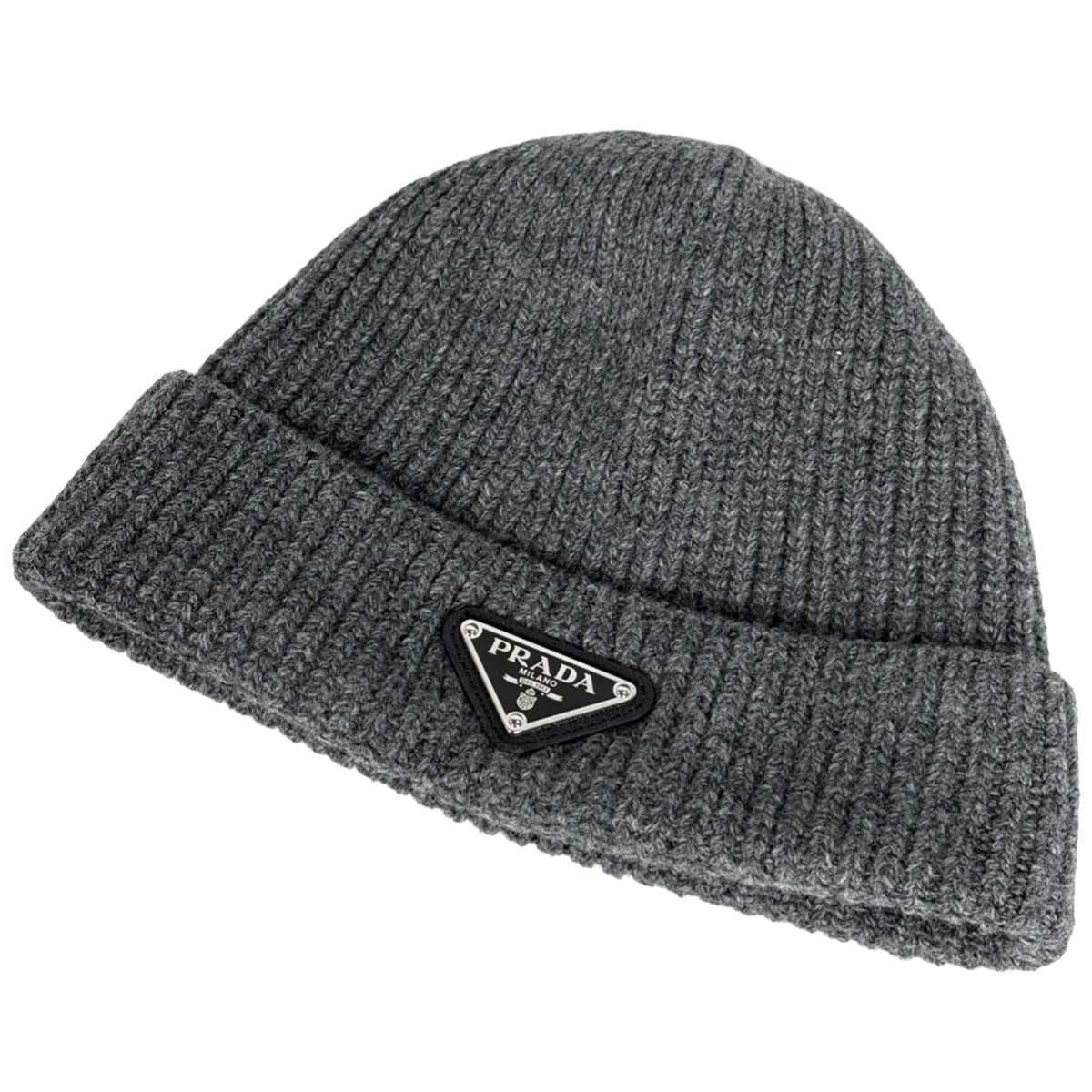 Prada Knit Cap Hat Wool Cashmere Gray